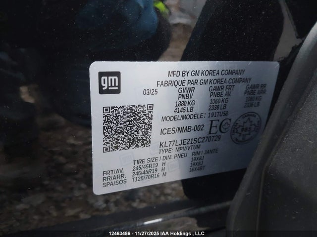 KL77LJE21SC270729 Chevrolet Trax 2rs Fwd