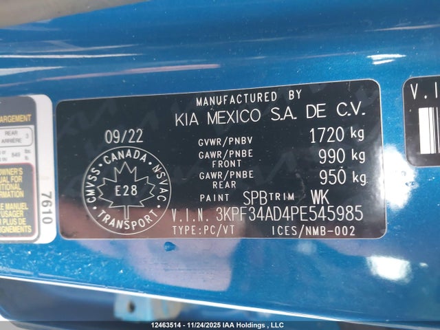 Продаж на аукціоні авто 2023 Kia Forte, vin: 3KPF34AD4PE545985, номер лоту: 12463514