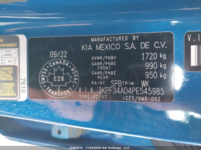 Продаж на аукціоні авто 2023 Kia Forte, vin: 3KPF34AD4PE545985, номер лоту: 12463514