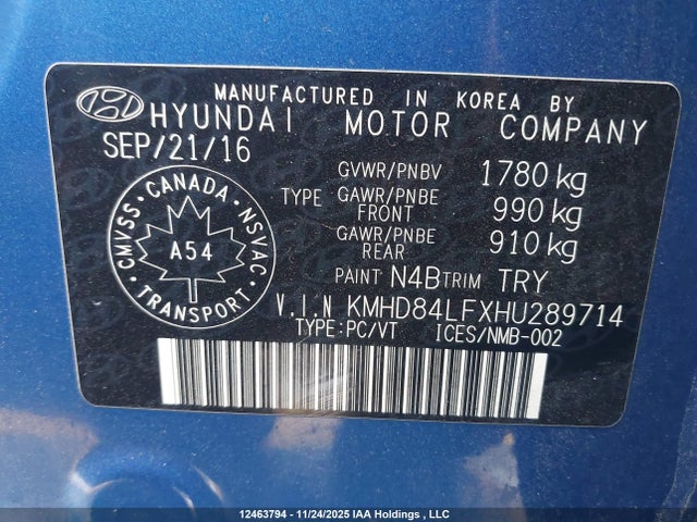 Aukcja sprzedaży 2017 Hyundai Elantra, vin: KMHD84LFXHU289714, numer aukcji: 12463794