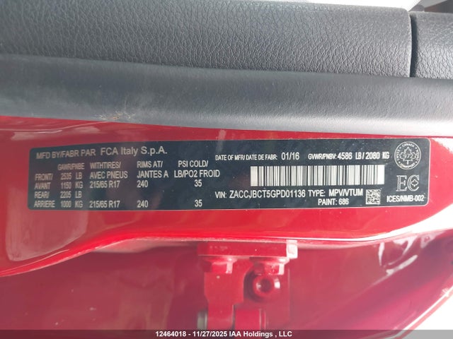 Jeep Renegade Trailhawk 2016 ZACCJBCT5GPD01136 Image 9