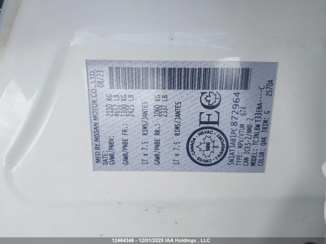 Aukcja sprzedaży 2023 Nissan Rogue S, vin: 5N1AT3AB1PC872964, numer aukcji: 12464346