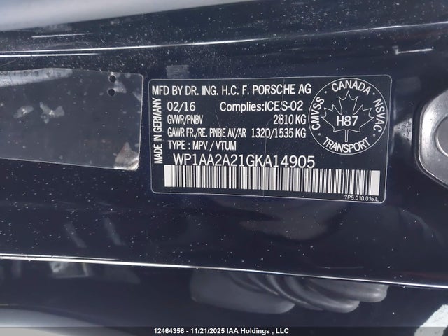 Porsche Cayenne 2016 WP1AA2A21GKA14905 Image 9