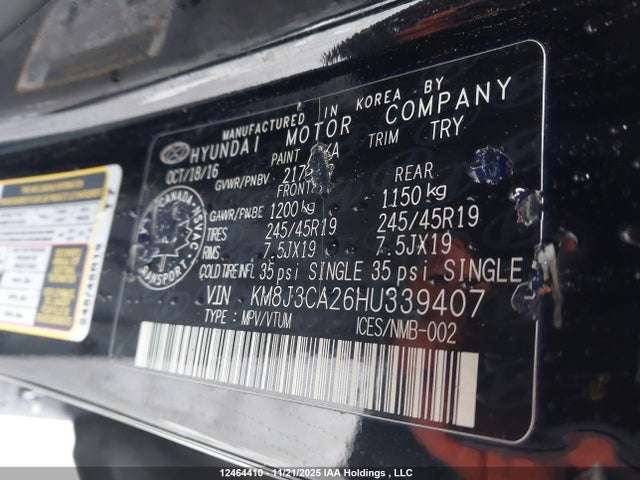 Продаж на аукціоні авто 2017 Hyundai Tucson, vin: KM8J3CA26HU339407, номер лоту: 12464410