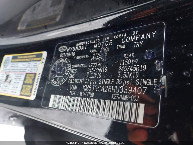 Продаж на аукціоні авто 2017 Hyundai Tucson, vin: KM8J3CA26HU339407, номер лоту: 12464410