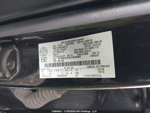 Продажа на аукционе авто 2020 Ford F150 Supercrew, vin: 1FTEW1EP8LFB39908, номер лота: 12464433
