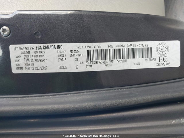 Aukcja sprzedaży 2015 Dodge Grand Caravan Crew, vin: 2C4RDGDG8FR734184, numer aukcji: 12464546