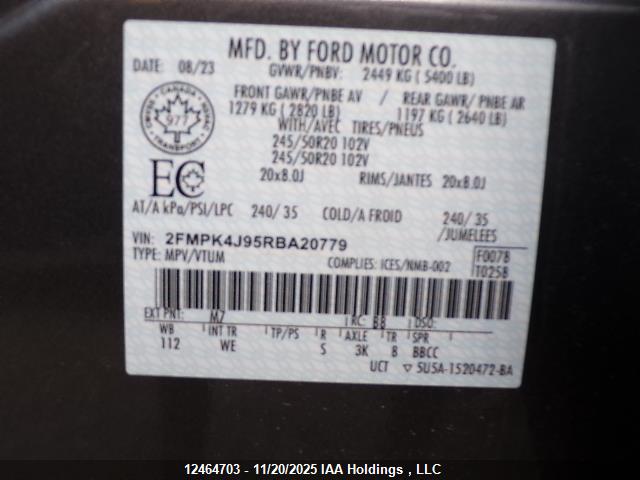 Aukcja sprzedaży 2024 Ford Edge St Line, vin: 2FMPK4J95RBA20779, numer aukcji: 12464703