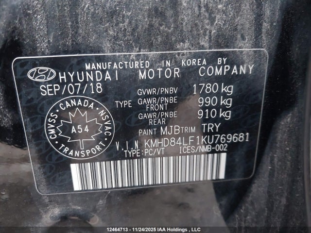 KMHD84LF1KU769681 Hyundai Elantra Preferred