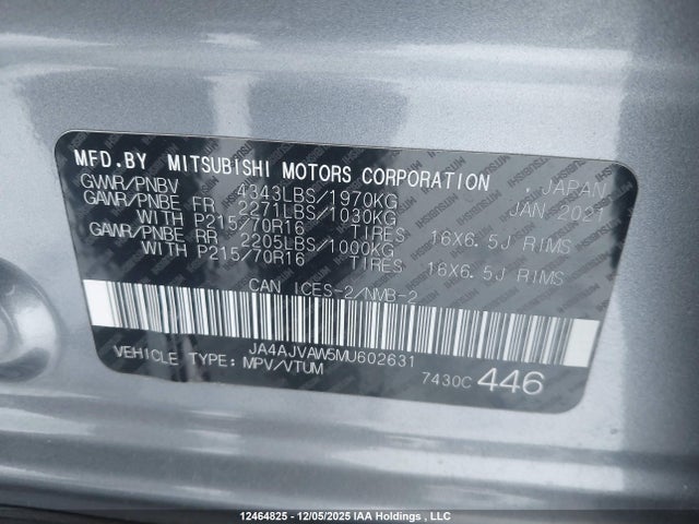 JA4AJVAW5MU602631 Mitsubishi Rvr Gt/le/se/sel