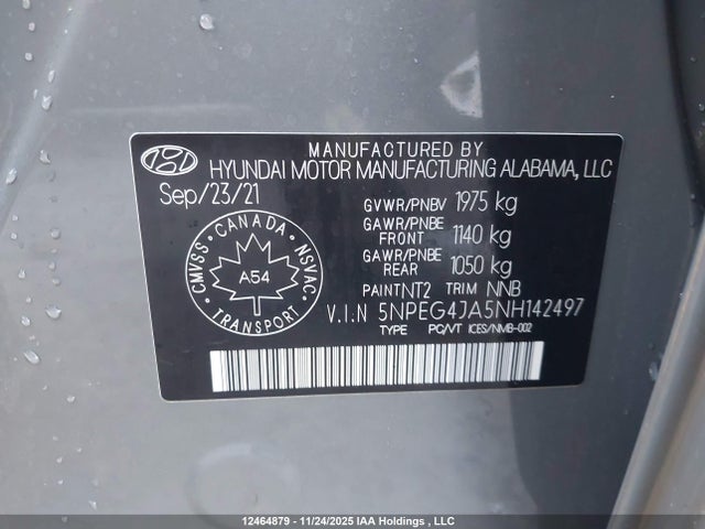 12464879 :رقم المزاد ، 5NPEG4JA5NH142497 vin ، 2022 Hyundai Sonata Preferred مزاد بيع