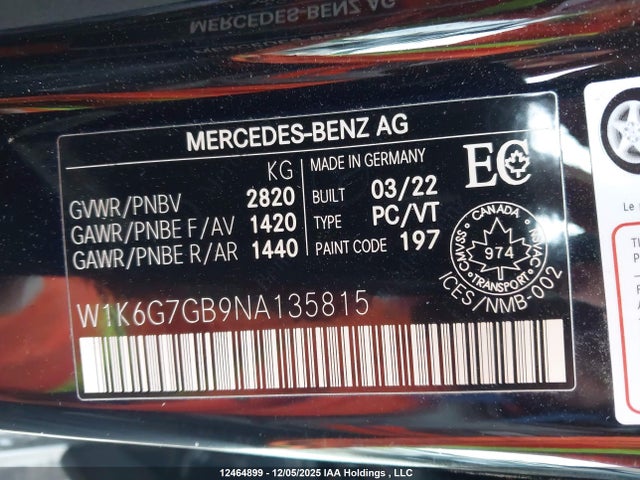 W1K6G7GB9NA135815 Mercedes-Benz S 580 4matic