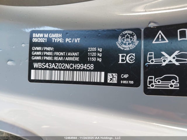 Aukcja sprzedaży 2022 Bmw M4 Competition M Xdrive, vin: WBS43AZ02NCH99458, numer aukcji: 12464944