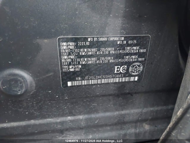Продаж на аукціоні авто 2025 Subaru Forester Sport, vin: JF2SLDHC5SH570443, номер лоту: 12464976