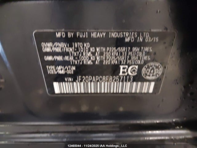 JF2GPAPC8F8257113 Subaru Xv Crosstrek 2.0 Limited