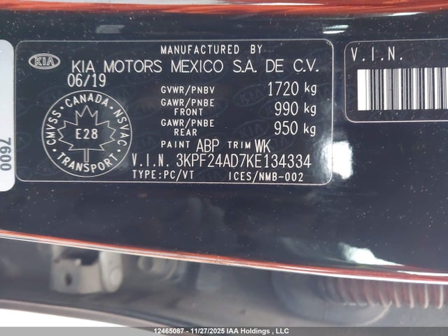 3KPF24AD7KE134334 KIA Forte