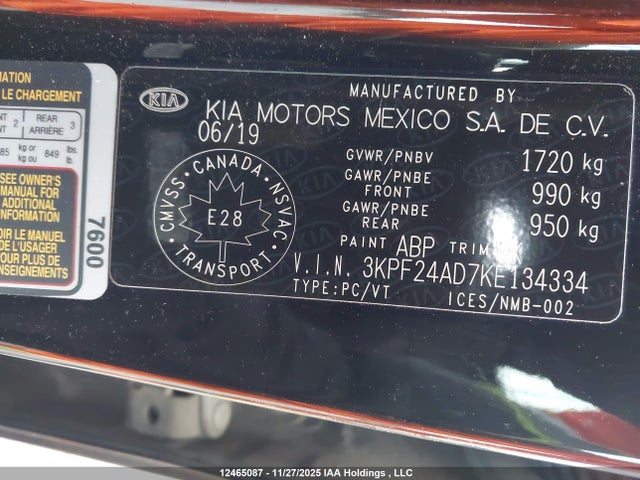 3KPF24AD7KE134334 KIA Forte