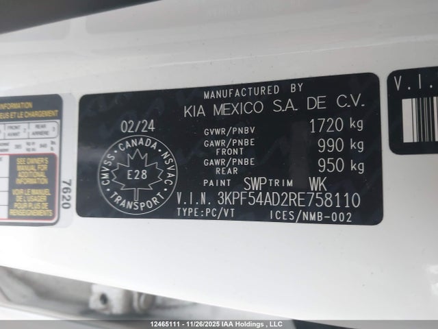 3KPF54AD2RE758110 KIA Forte