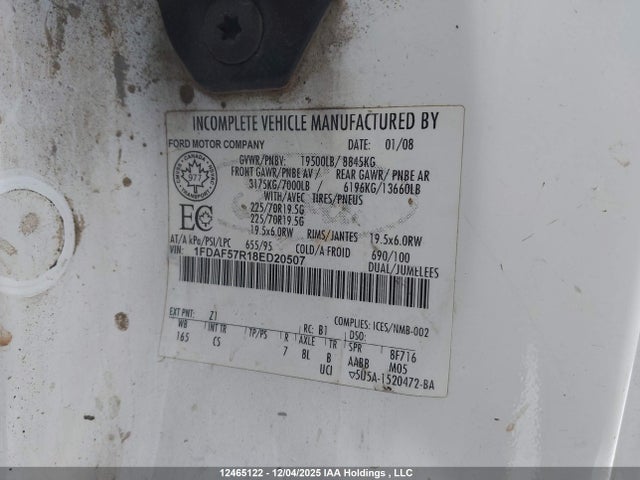 Продажа на аукционе авто 2008 Ford F-550 Chassis Xl/xlt, vin: 1FDAF57R18ED20507, номер лота: 12465122