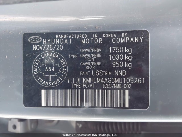 KMHLM4AG3MU109261 Hyundai Elantra