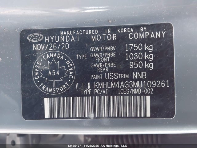 KMHLM4AG3MU109261 Hyundai Elantra