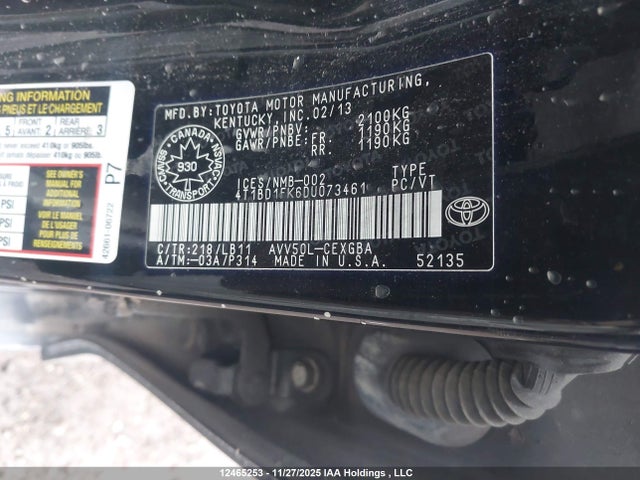 12465253 :رقم المزاد ، 4T1BD1FK6DU073461 vin ، 2013 Toyota Camry مزاد بيع