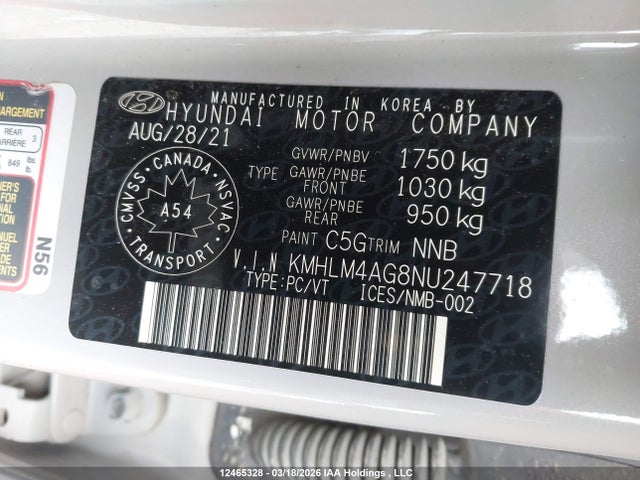 Продаж на аукціоні авто 2022 Hyundai Elantra Preferred Ivt With Sun And Tech Package, vin: KMHLM4AG8NU247718, номер лоту: 12465328
