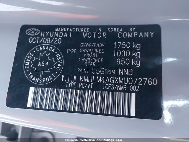 KMHLM4AGXMU072760 Hyundai Elantra Preferred Ivt