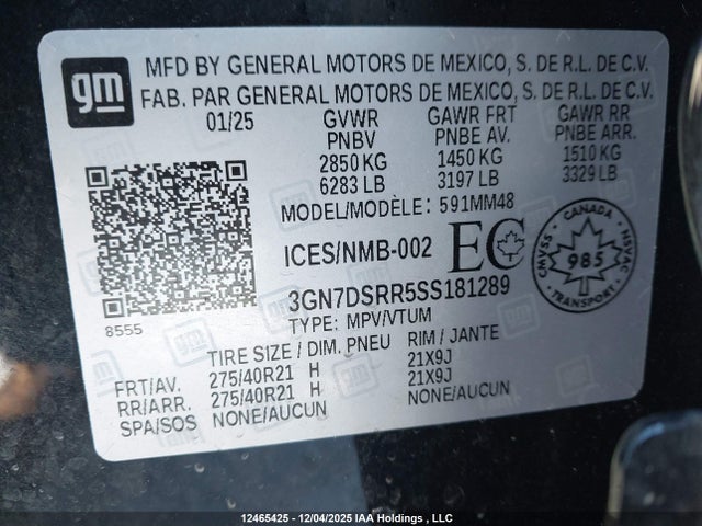Aukcja sprzedaży 2025 Chevrolet Equinox Ev Rs, vin: 3GN7DSRR5SS181289, numer aukcji: 12465425