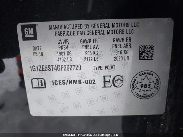 1G1ZE5ST4GF292720 Chevrolet MALIBU LT