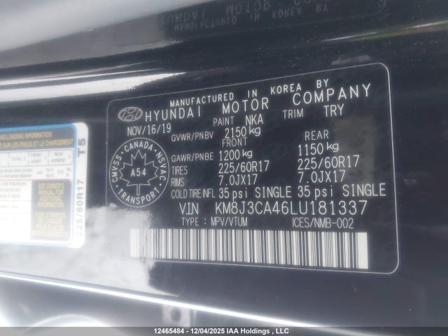 KM8J3CA46LU181337 Hyundai Tucson Limited/sel/sport/ultimate/value