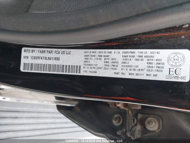RAM 1500 Longhorn 2020 1C6SRFKT9LN411890 Image 9
