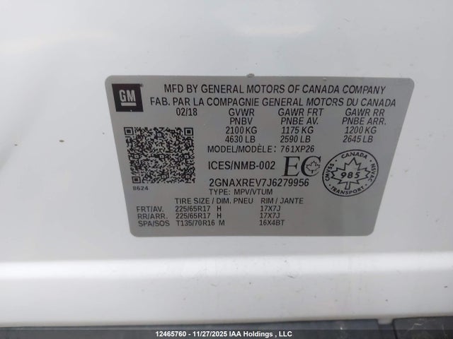2GNAXREV7J6279956 Chevrolet Equinox