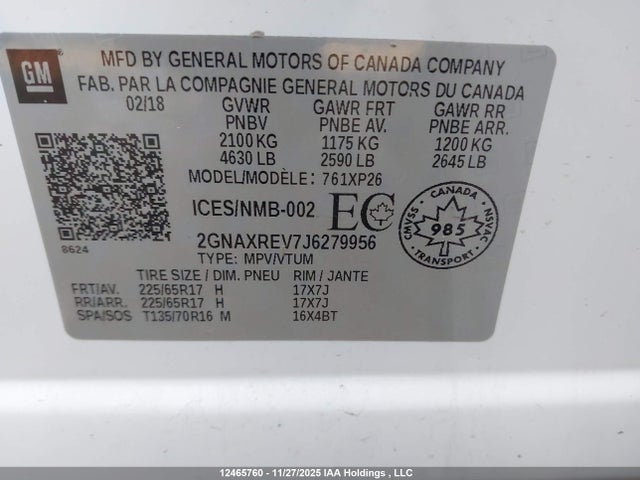 2GNAXREV7J6279956 Chevrolet Equinox