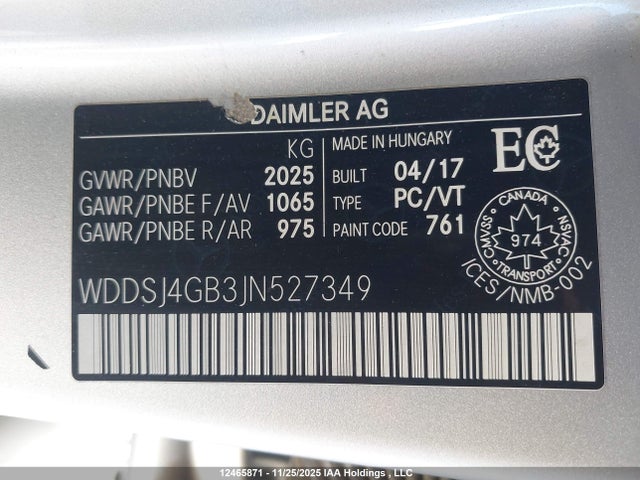 2018 Mercedes-benz Cla 250 4matic მანქანა იყიდება აუქციონზე, vin: WDDSJ4GB3JN527349, აუქციონის ნომერი: 12465871