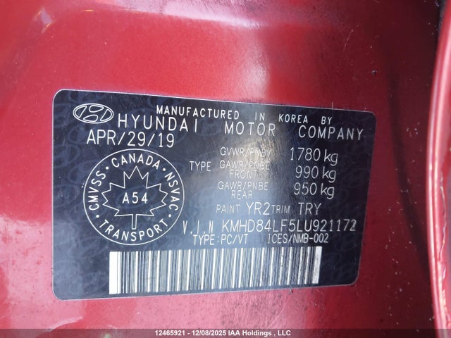 KMHD84LF5LU921172 Hyundai Elantra