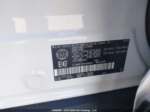 12466064 :رقم المزاد ، 2T35WRFV2PW166683 vin ، 2023 Toyota Rav4 Hybrid Xse مزاد بيع