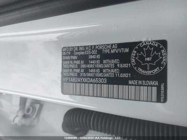 WP1AB2AYXKDA65303 Porsche CAYENNE S