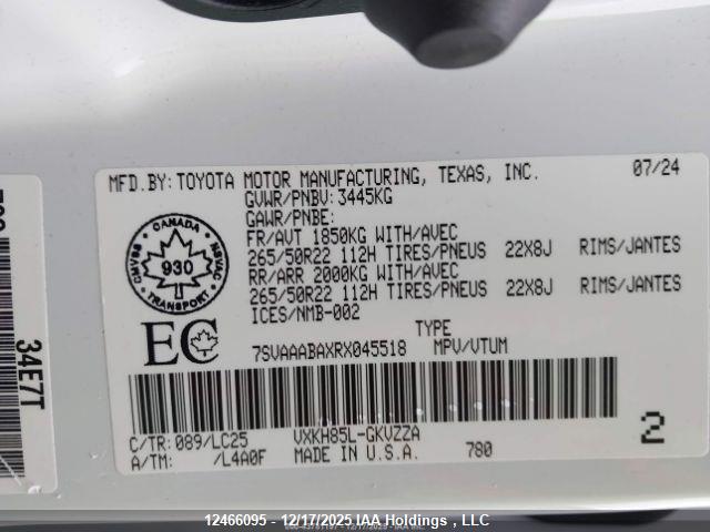 Toyota Sequoia 2024 7SVAAABAXRX045518 Image 10