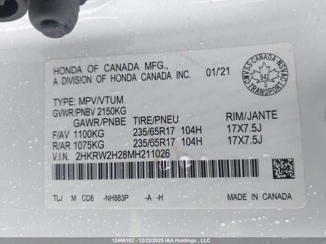 2HKRW2H28MH211026 Honda CR-V