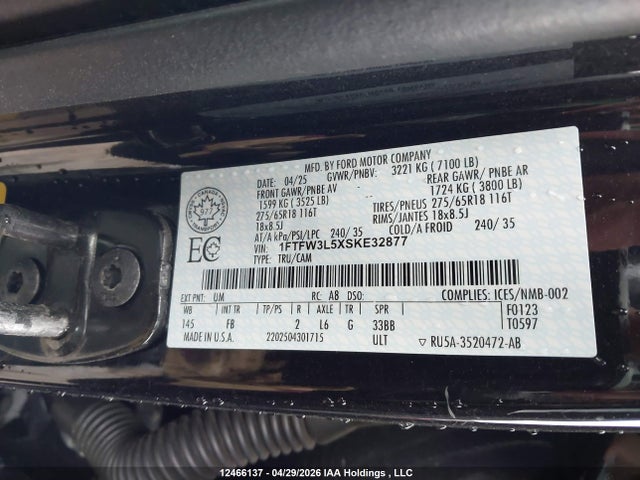 1FTFW3L5XSKE32877 Ford F-150