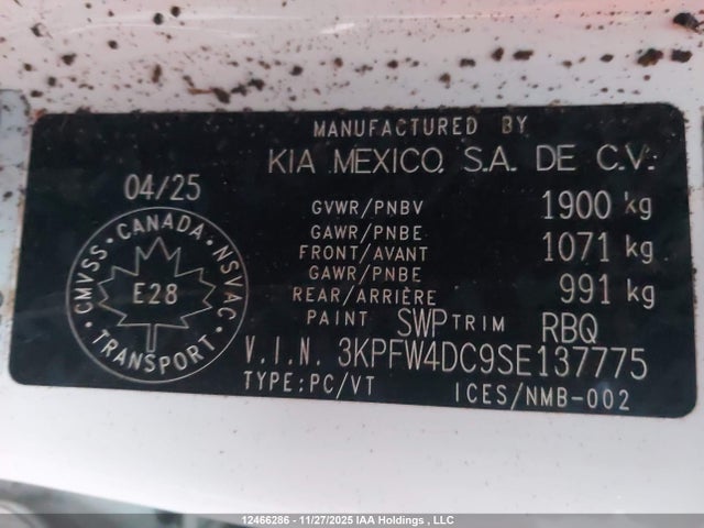 Aukcja sprzedaży 2025 Kia K4 Gt-line Turbo/gt-line Turbo Limited, vin: 3KPFW4DC9SE137775, numer aukcji: 12466286