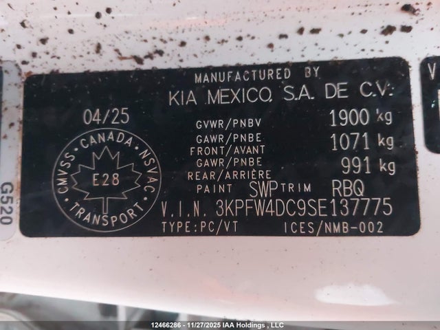 Aukcja sprzedaży 2025 Kia K4 Gt-line Turbo/gt-line Turbo Limited, vin: 3KPFW4DC9SE137775, numer aukcji: 12466286
