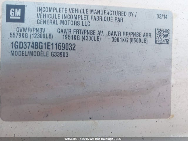 1GD374BG1E1169032 GMC Savana Cutaway 3500 1wt
