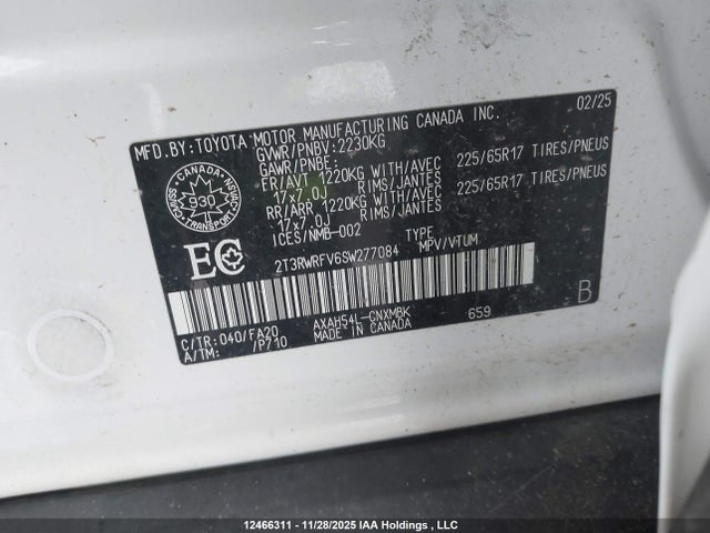 2T3RWRFV6SW277084 Toyota Rav4 Hybrid Xle