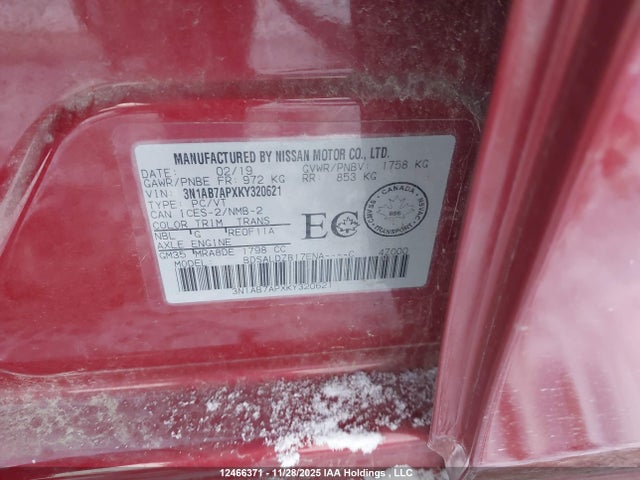 3N1AB7APXKY320621 Nissan Sentra S/sv/sr/sl