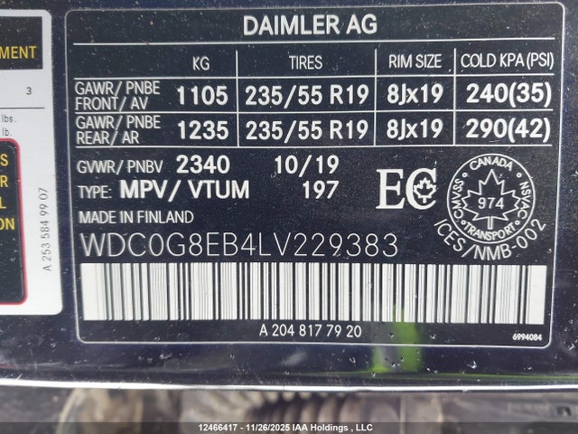 WDC0G8EB4LV229383 Mercedes-Benz Glc 300 4matic