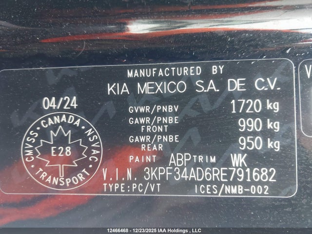 Aukcja sprzedaży 2024 Kia Forte Ex/ex+/ex Premium, vin: 3KPF34AD6RE791682, numer aukcji: 12466468