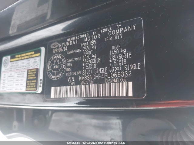 Aukcja sprzedaży 2014 Hyundai Santa Fe Xl Premium, vin: KM8SNDHF4EU066332, numer aukcji: 12466544