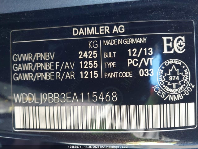 2014 Mercedes-benz Cls 550 მანქანა იყიდება აუქციონზე, vin: WDDLJ9BB3EA115468, აუქციონის ნომერი: 12466574